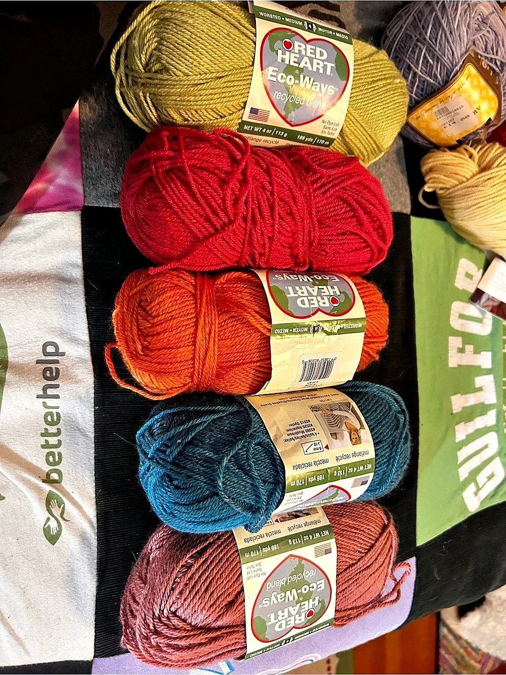 Red Heart Eco-Ways Recycled Blend Yarn Skeins bundle of 5